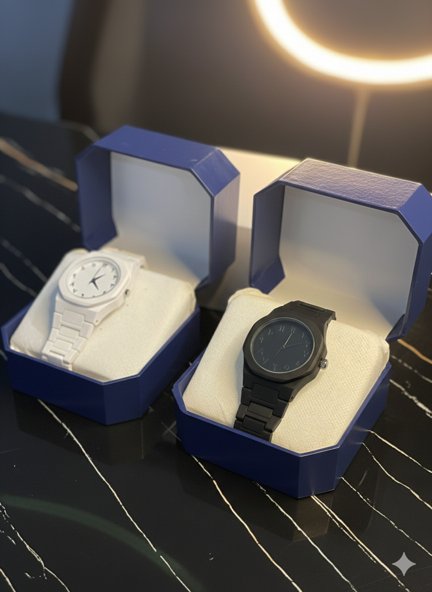 Black Arabic & White Arabic Aura Men's Watch